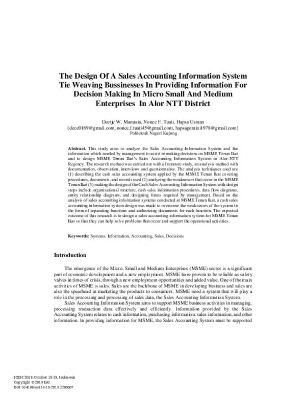 (PDF) The Design Of A Sales Accounting Information System Tie Weaving ...