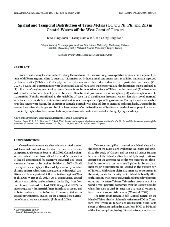 (PDF) Spatial and Temporal Distribution of Trace Metals in Sediments ...