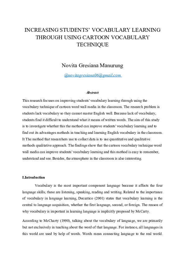 Doc Increasing Students Vocabulary Learning Through Using Cartoon