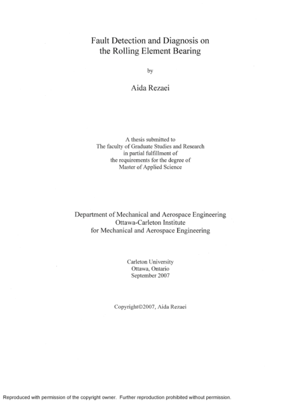 (PDF) Fault detection and diagnosis on the rolling element bearing