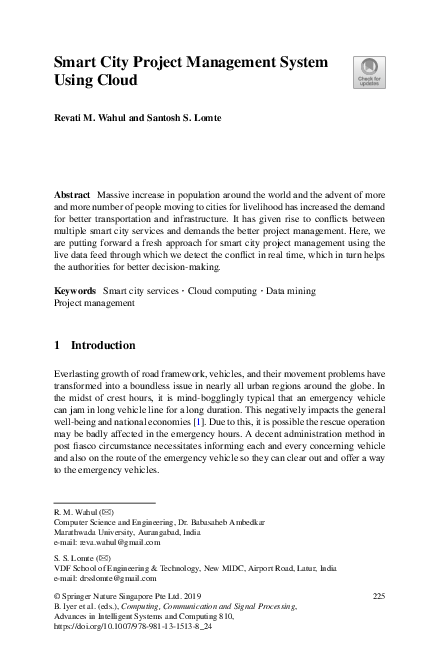 (PDF) Smart City Project Management System Using Cloud | Revati Wahul ...