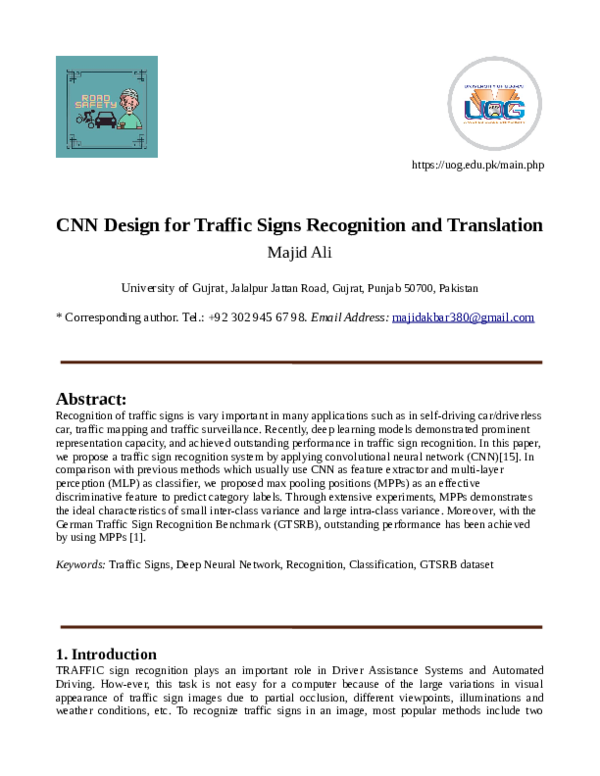 (PDF) CNN Design for Traffic Signs Recognition and Translation
