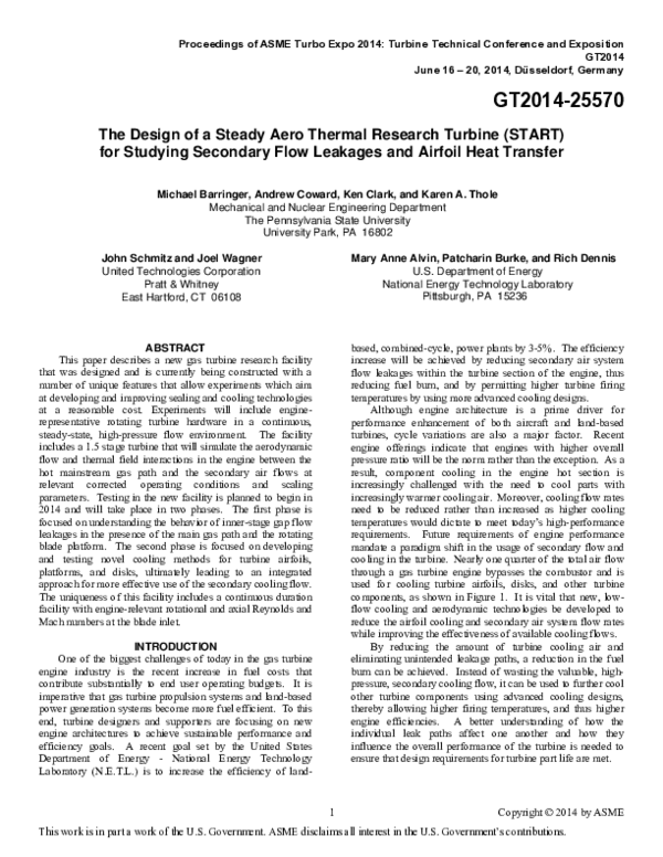 (PDF) The Design of a Steady Aero Thermal Research Turbine (START) for ...