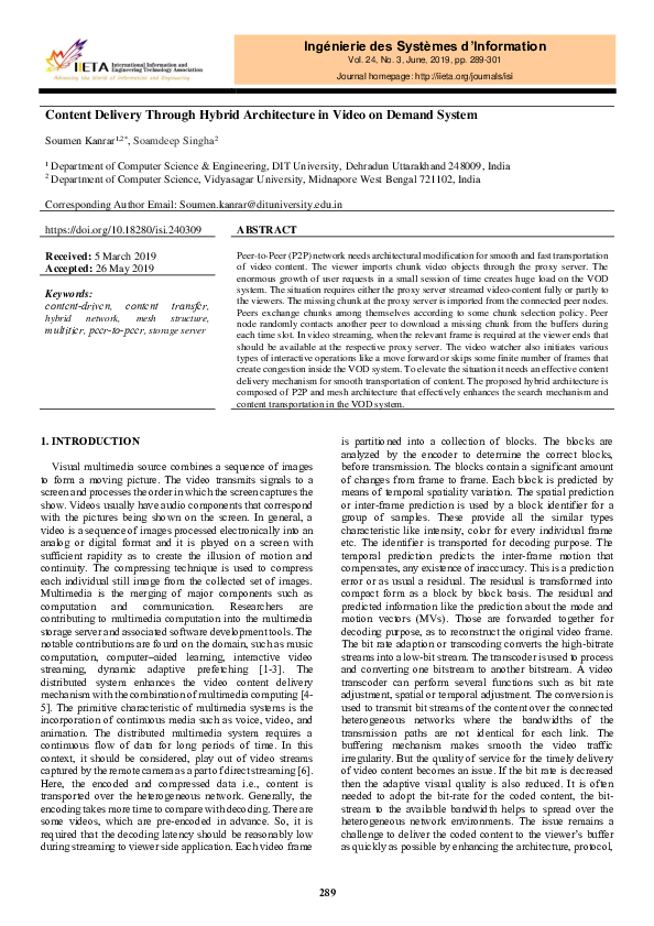 (PDF) Content Delivery Through Hybrid Architecture in Video on Demand