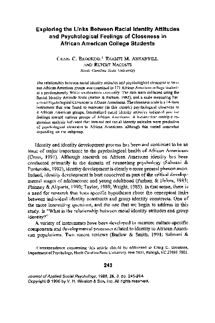 (PDF) Exploring the Links Between Racial Identity Attitudes and ...