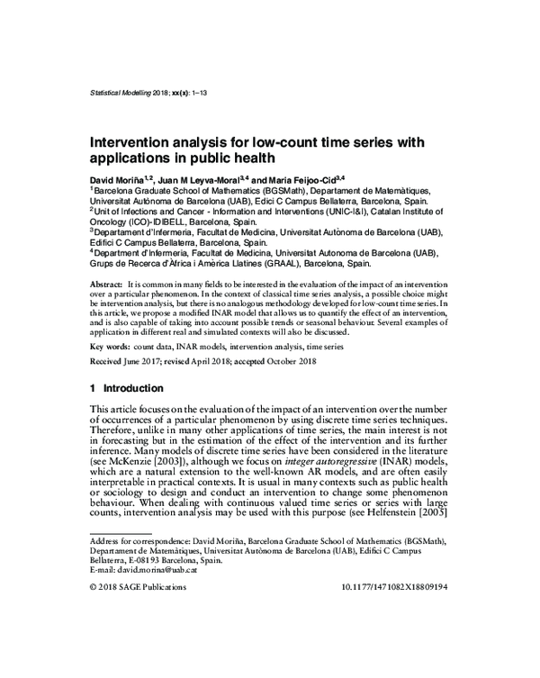 (PDF) Intervention analysis for low-count time series with applications ...