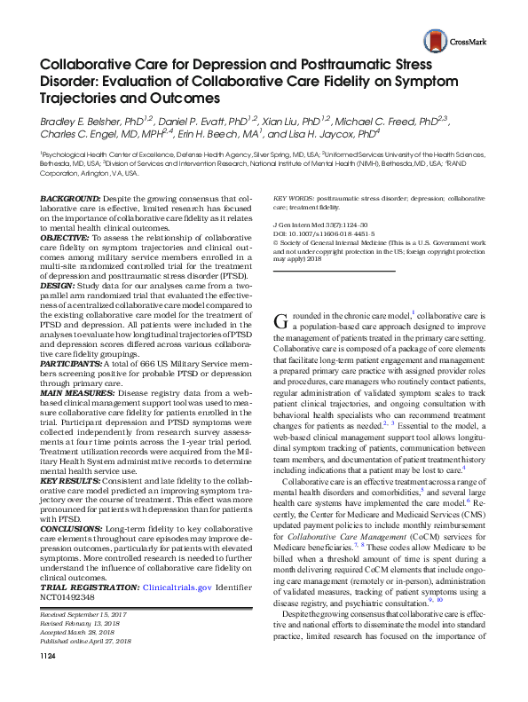 (PDF) Collaborative Care for Depression and Posttraumatic Stress ...