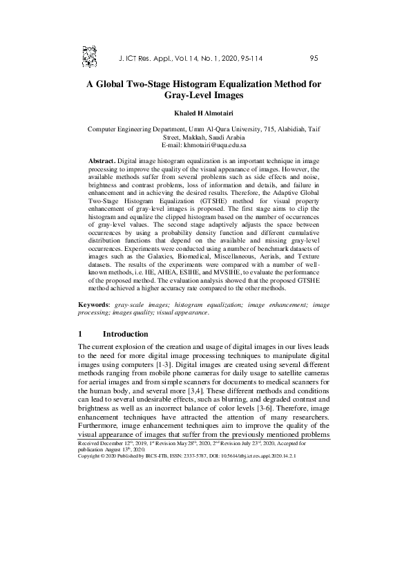 (PDF) A Global Two-Stage Histogram Equalization Method for Gray-Level ...