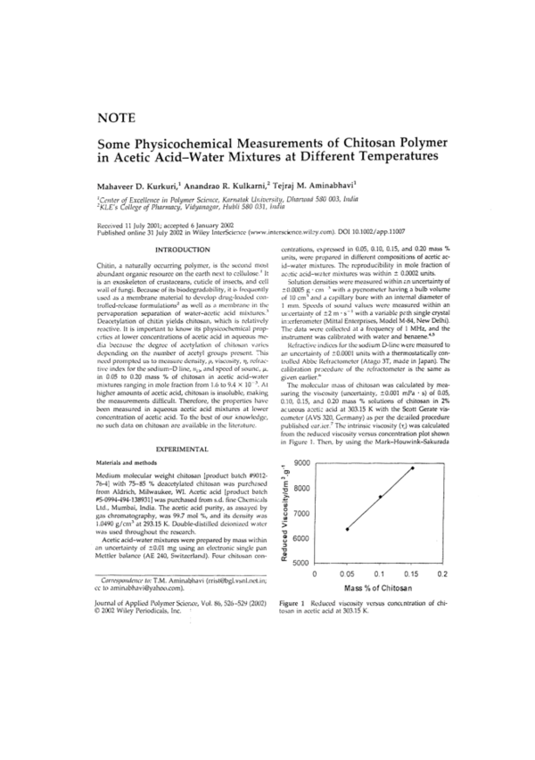 (PDF) Some physicochemical measurements of chitosan polymer in acetic ...