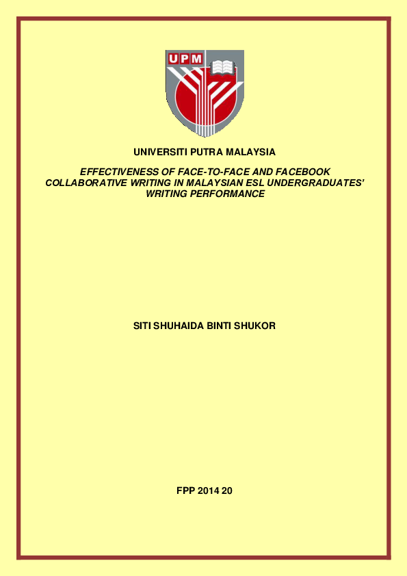 (PDF) Effectiveness of face-to-face and facebook collaborative writing ...