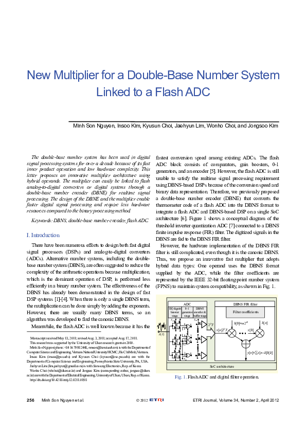 (PDF) New Multiplier for a Double-Base Number System Linked to a Flash ADC