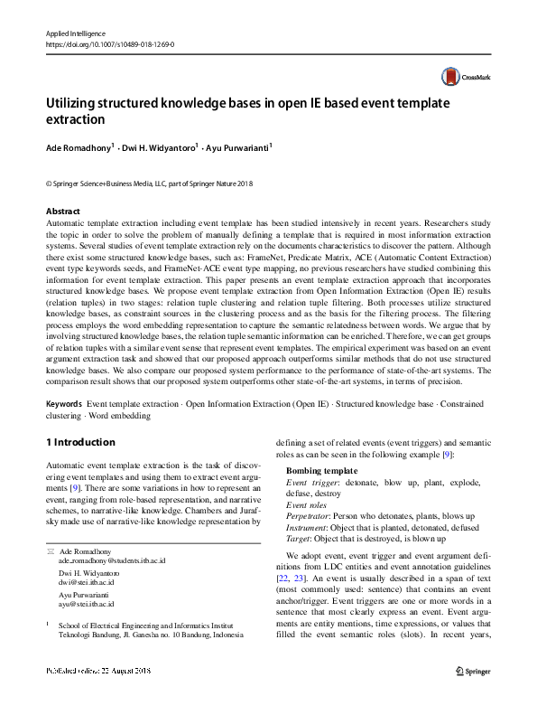 (PDF) Utilizing structured knowledge bases in open IE based event ...