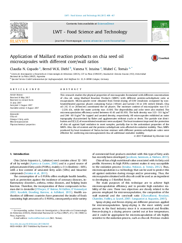 (PDF) Application of Maillard reaction products on chia seed oil ...