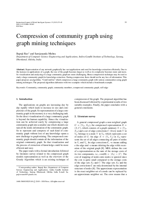 (PDF) Compression of community graph using graph mining techniques