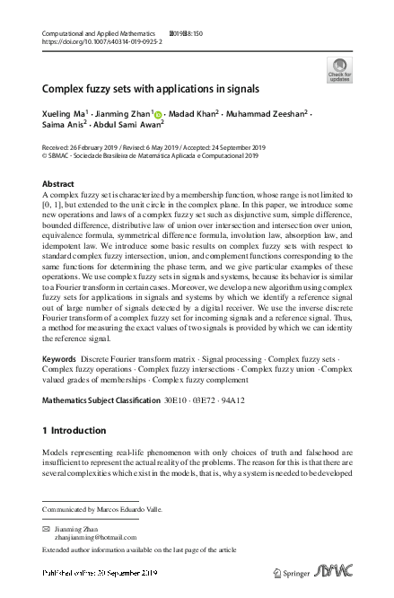 (PDF) Complex fuzzy sets with applications in signals
