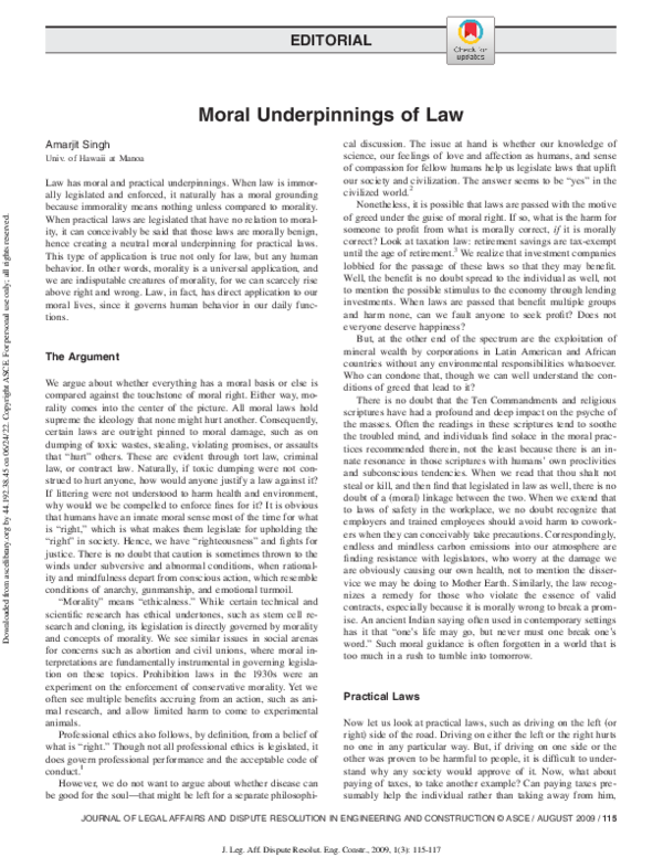 (PDF) Moral Underpinnings of Law Amarjit Singh Academia.edu