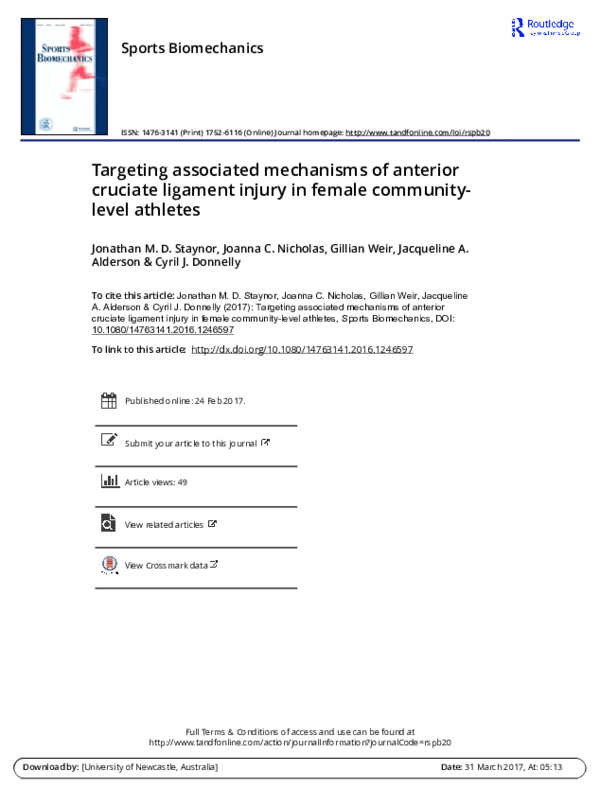 (PDF) Targeting associated mechanisms of anterior cruciate ligament ...