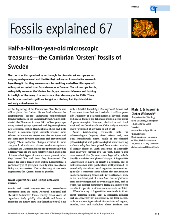 Half-a-billion-year-old microscopic treasures-the Cambrian ‘Orsten’ fossils of Sweden