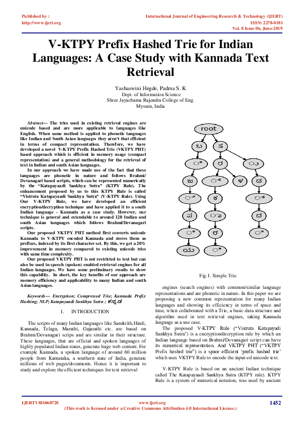 (PDF) VKTPY Prefix Hashed Trie for Indian Languages A Case Study with