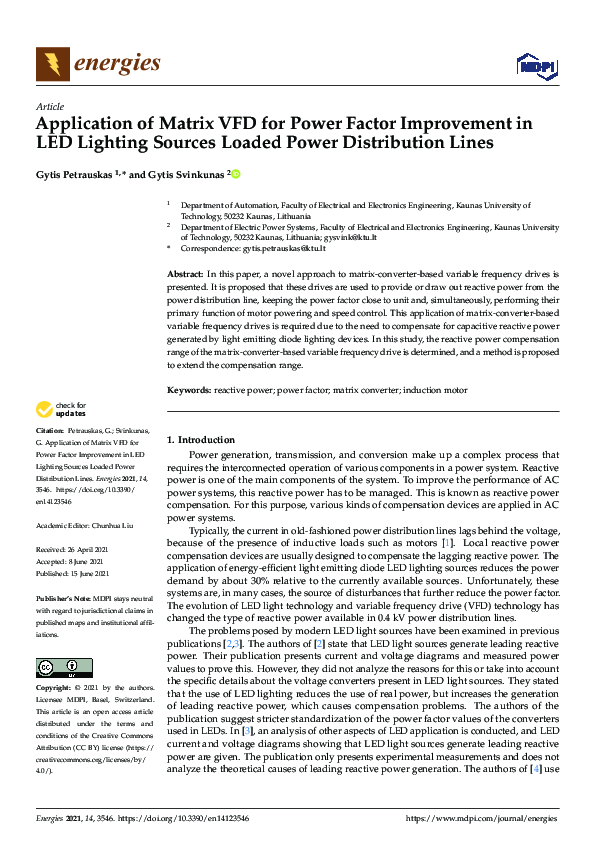 (PDF) Application of Matrix VFD for Power Factor Improvement in LED ...
