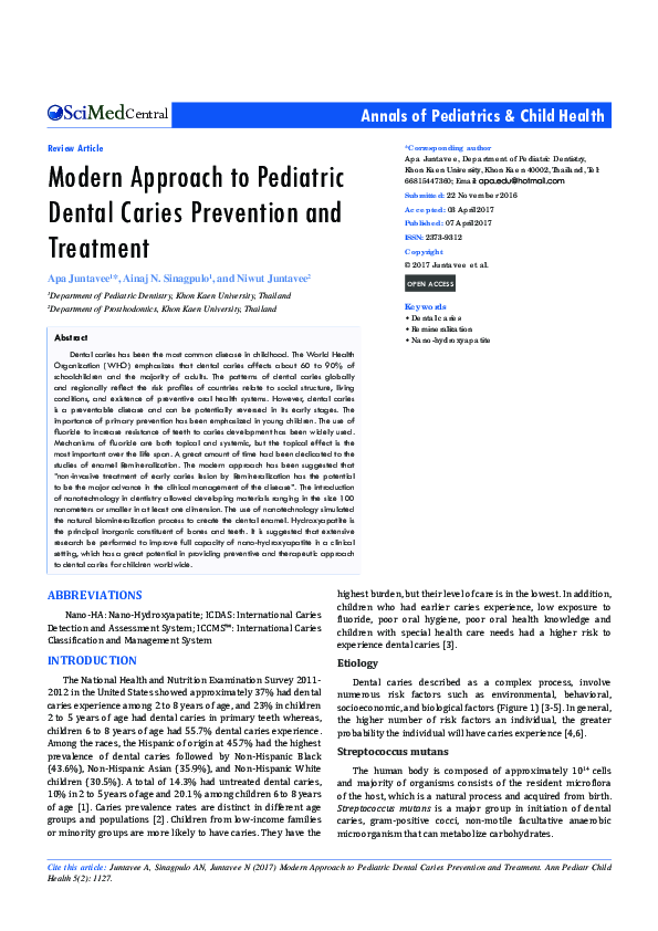(PDF) Modern Approach to Pediatric Dental Caries Prevention and