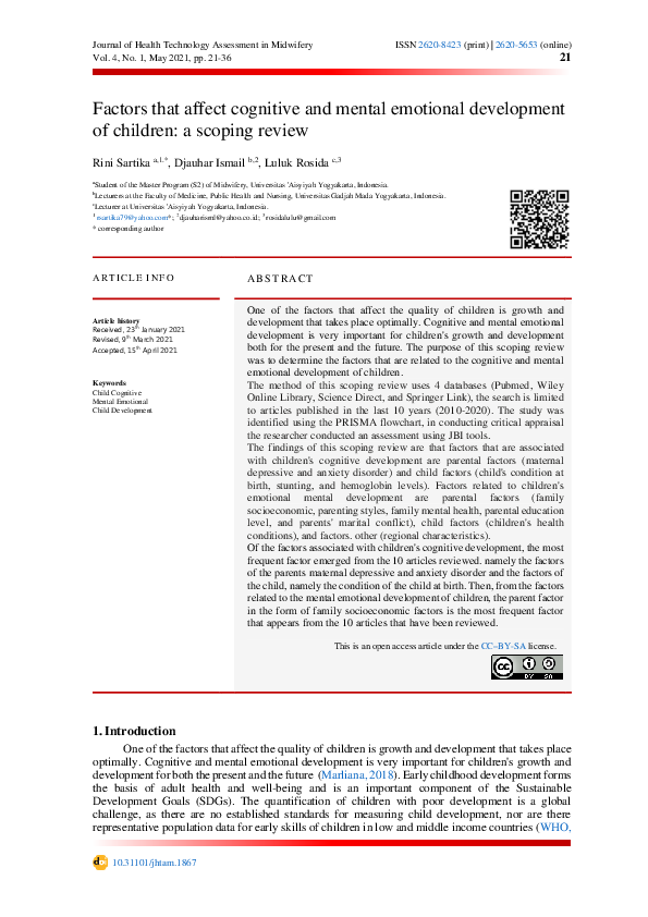 (PDF) Factors that affect cognitive and mental emotional development of ...