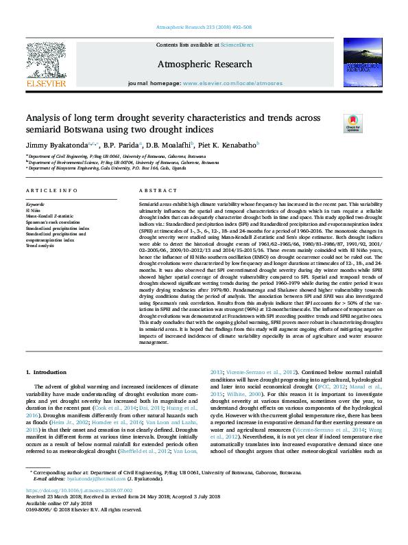 (PDF) Analysis of long term drought severity characteristics and trends ...