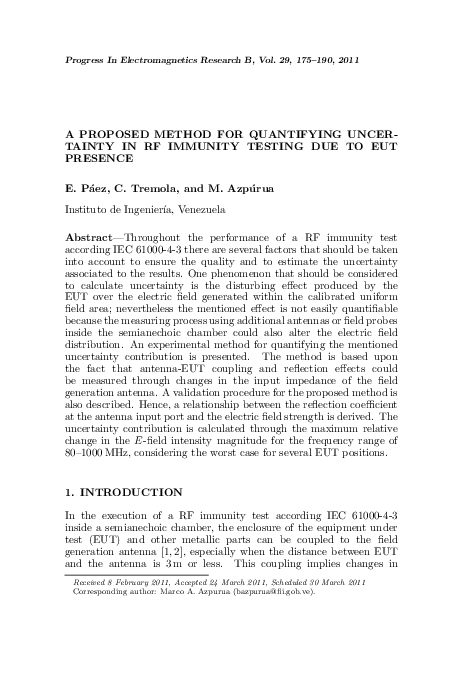 (PDF) A Proposed Method for Quantifying Uncertainty in RF Immunity ...