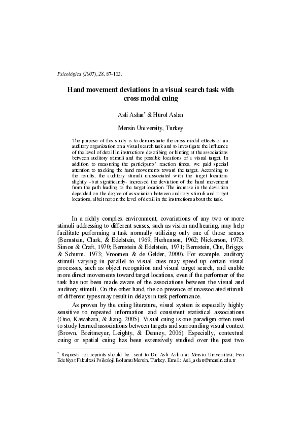 (PDF) Cross Modal Cuing