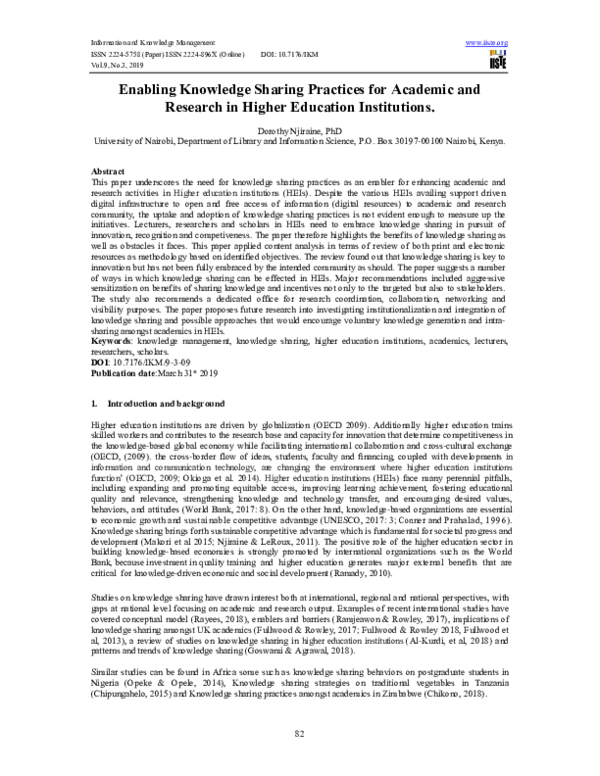 (PDF) Enabling Knowledge Sharing Practices for Academic and Research in ...