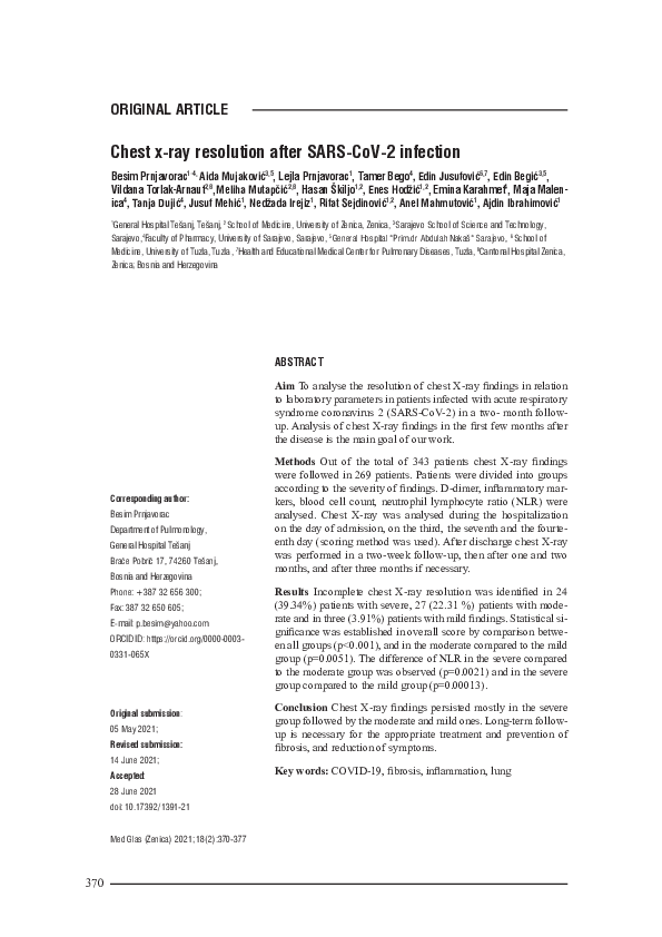 (PDF) Chest x-ray resolution after SARS-CoV-2 infection
