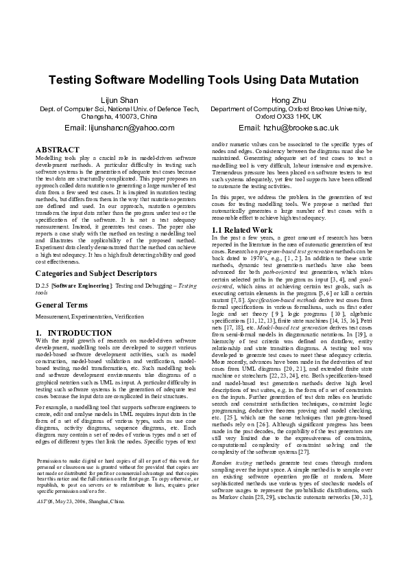 (PDF) Testing software modelling tools using data mutation