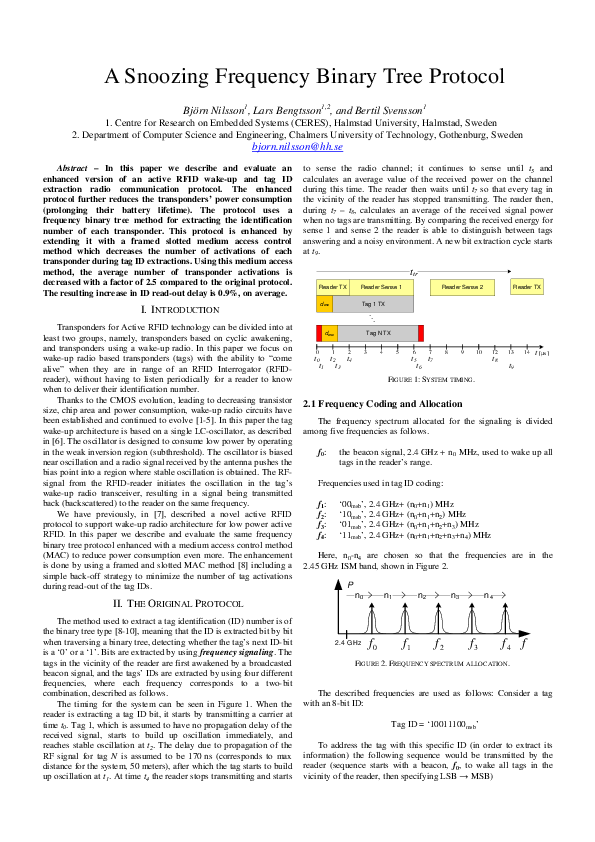 (PDF) A snoozing frequency binary tree protocol