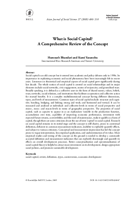 (PDF) What is Social Capital? A Comprehensive Review of the Concept