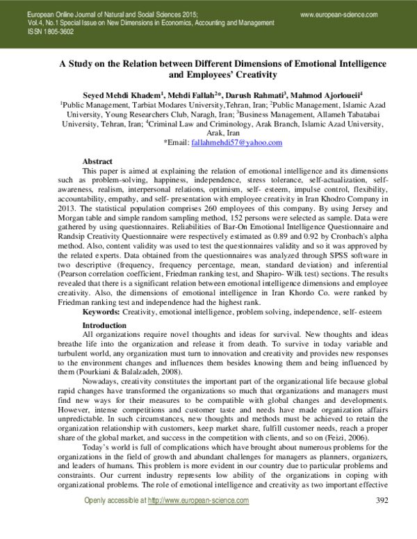 (PDF) A Study on the Relation between Different Dimensions of Emotional ...