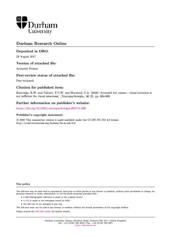 (PDF) Attended but unseen: Visual attention is not sufficient for ...