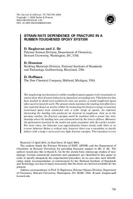 (PDF) Strain rate dependence of fracture in a rubber-toughened epoxy system