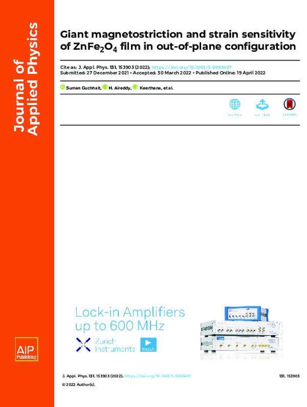 (PDF) Giant magnetostriction and strain sensitivity of ZnFe2O4 film in ...