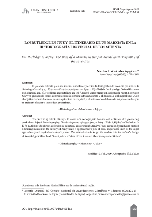 (PDF) Ian Rutledge en Jujuy: El Itinerario De Un Marxista en La ...