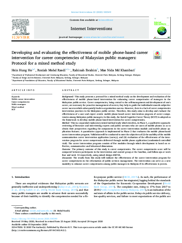 (PDF) Developing and evaluating the effectiveness of mobile phone-based ...