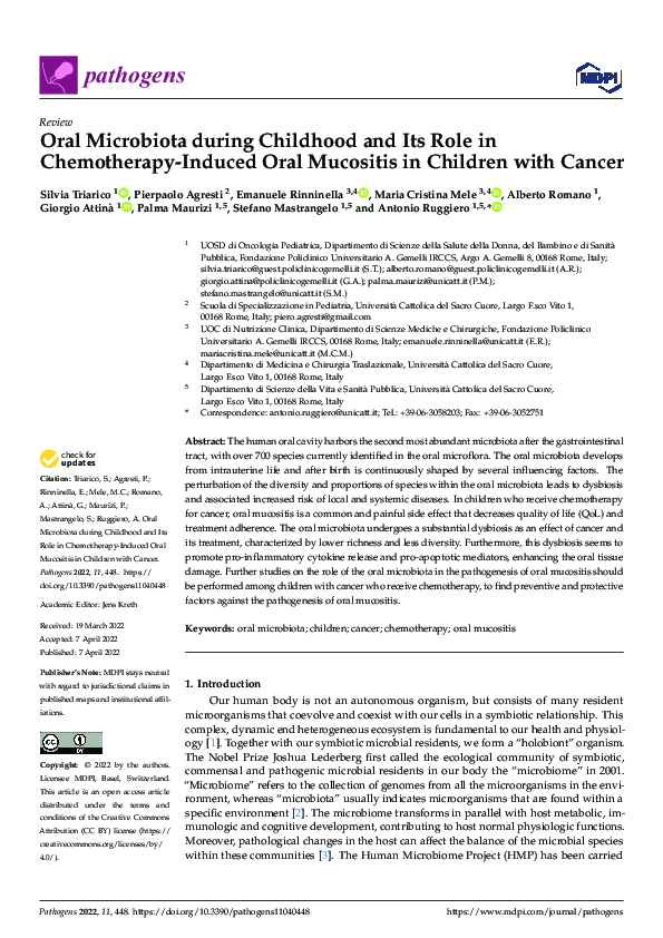(PDF) Oral Microbiota during Childhood and Its Role in Chemotherapy ...