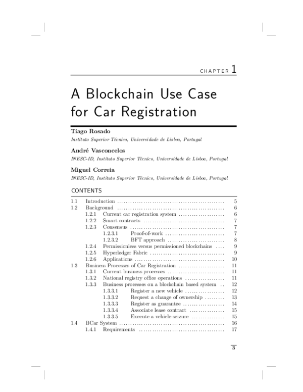 (PDF) A Blockchain Use Case for Car Registration André Vasconcelos Academia.edu