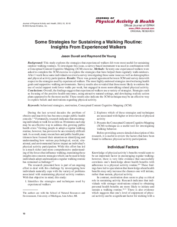 (PDF) Some Strategies for Sustaining a Walking Routine: Insights From ...