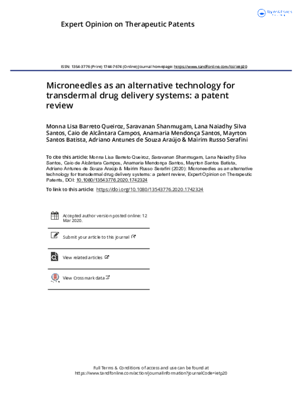 (PDF) Microneedles as an alternative technology for transdermal drug ...