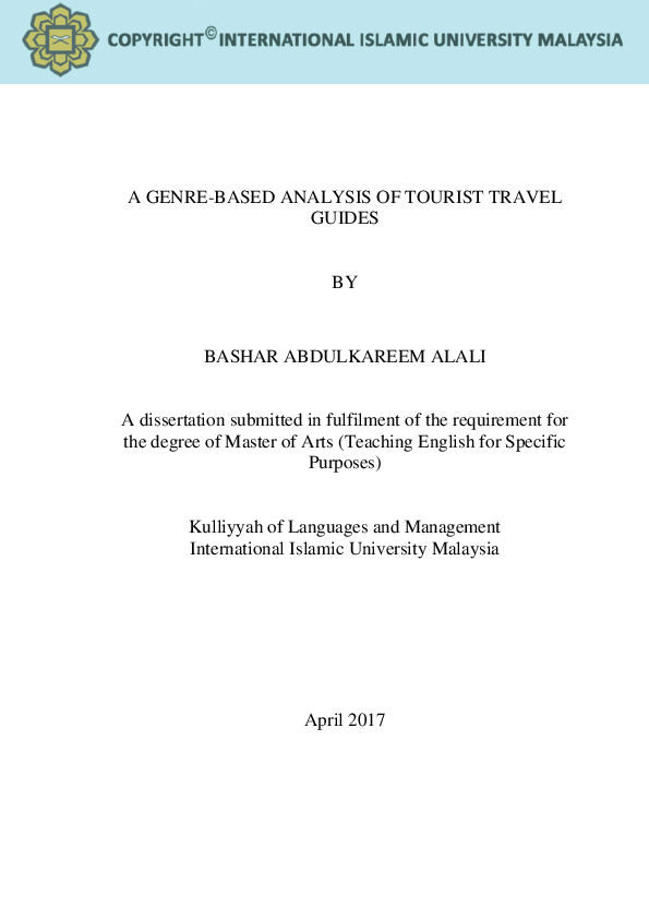 (PDF) A GENRE-BASED ANALYSIS OF TOURIST TRAVEL GUIDES