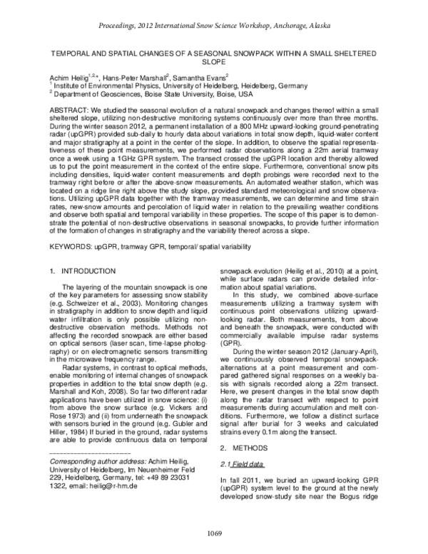(PDF) Temporal and Spatial Changes of a Seasonal Snowpack Within a ...