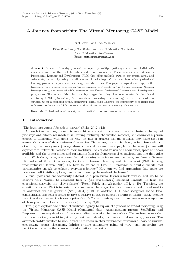 (PDF) A Journey from within: The Virtual Mentoring CASE Model