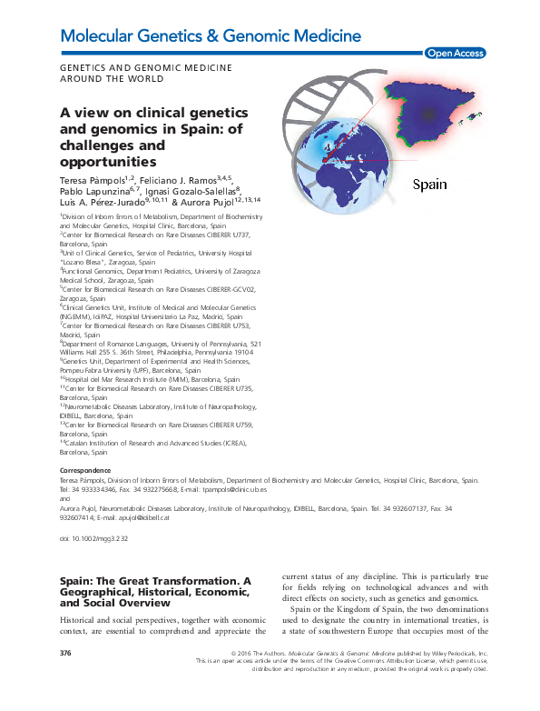 (PDF) A view on clinical genetics and genomics in Spain: of challenges ...