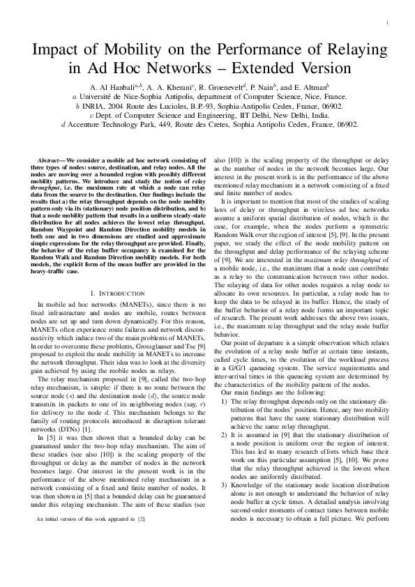 (PDF) Impact of mobility on the performance of relaying in ad hoc ...