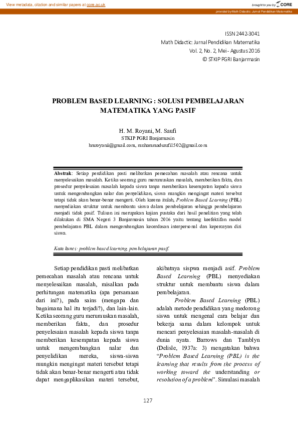 (PDF) Problem based learning
